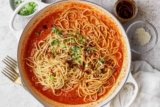 Chili Crunch Pasta with Smashed Tomato Sauce